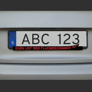 Reklamlist för skylthållare Fluorescerande text – Svart Vinyl / Röd Text